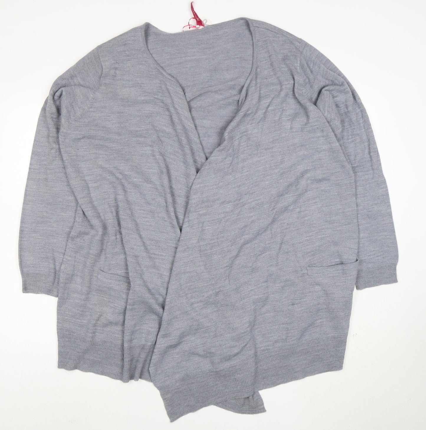 Marisota Women Grey Marl Long Sleeve Open Knit Cardigan Size XL
