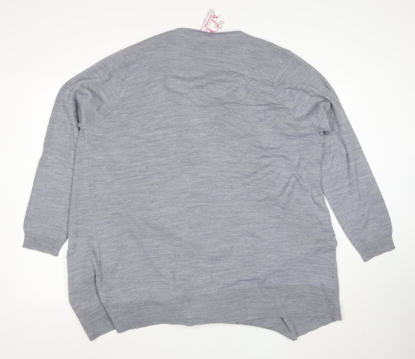 Marisota Women Grey Marl Long Sleeve Open Knit Cardigan Size XL