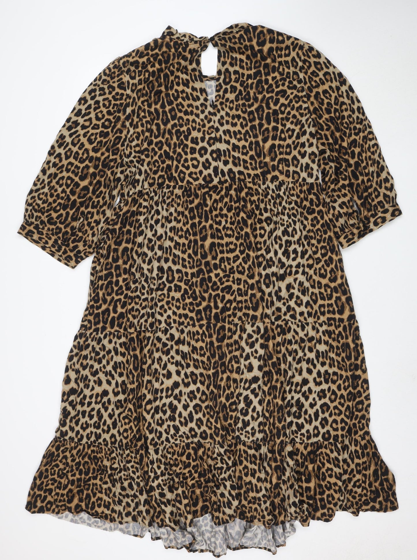 Joe Browns Women Brown Leopard Print A-Line Knee Dress Size 18