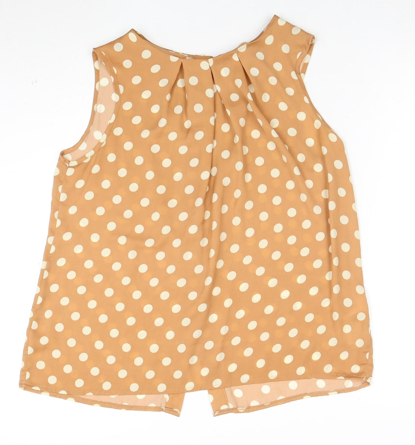 Look Womens Beige Polka Dot Sleeveless Blouse Size 14