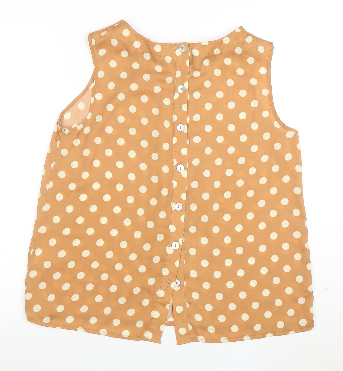 Look Womens Beige Polka Dot Sleeveless Blouse Size 14