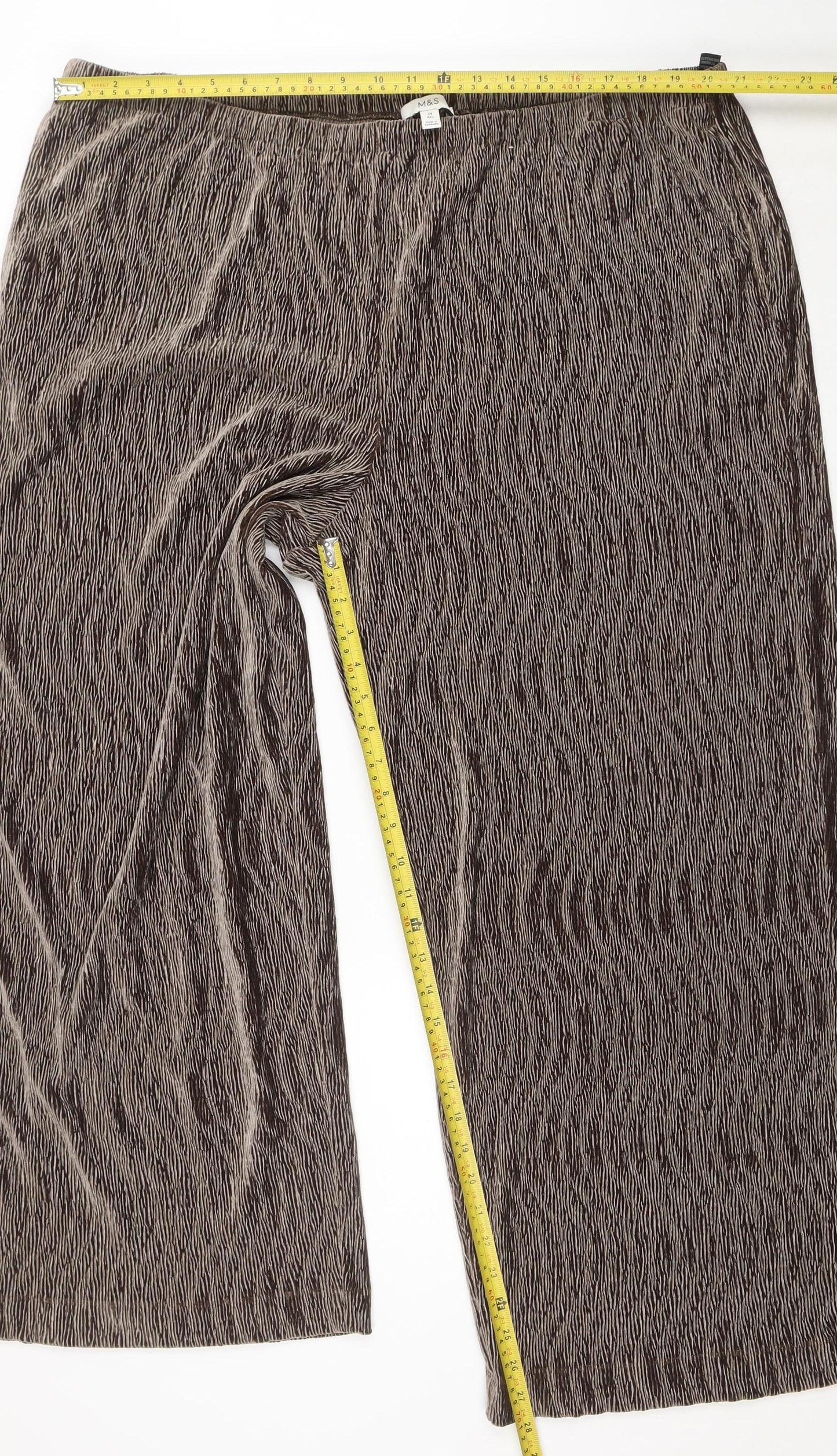 Marks and Spencer Women’s Brown Size 24 Wide-Leg Velvet Trousers