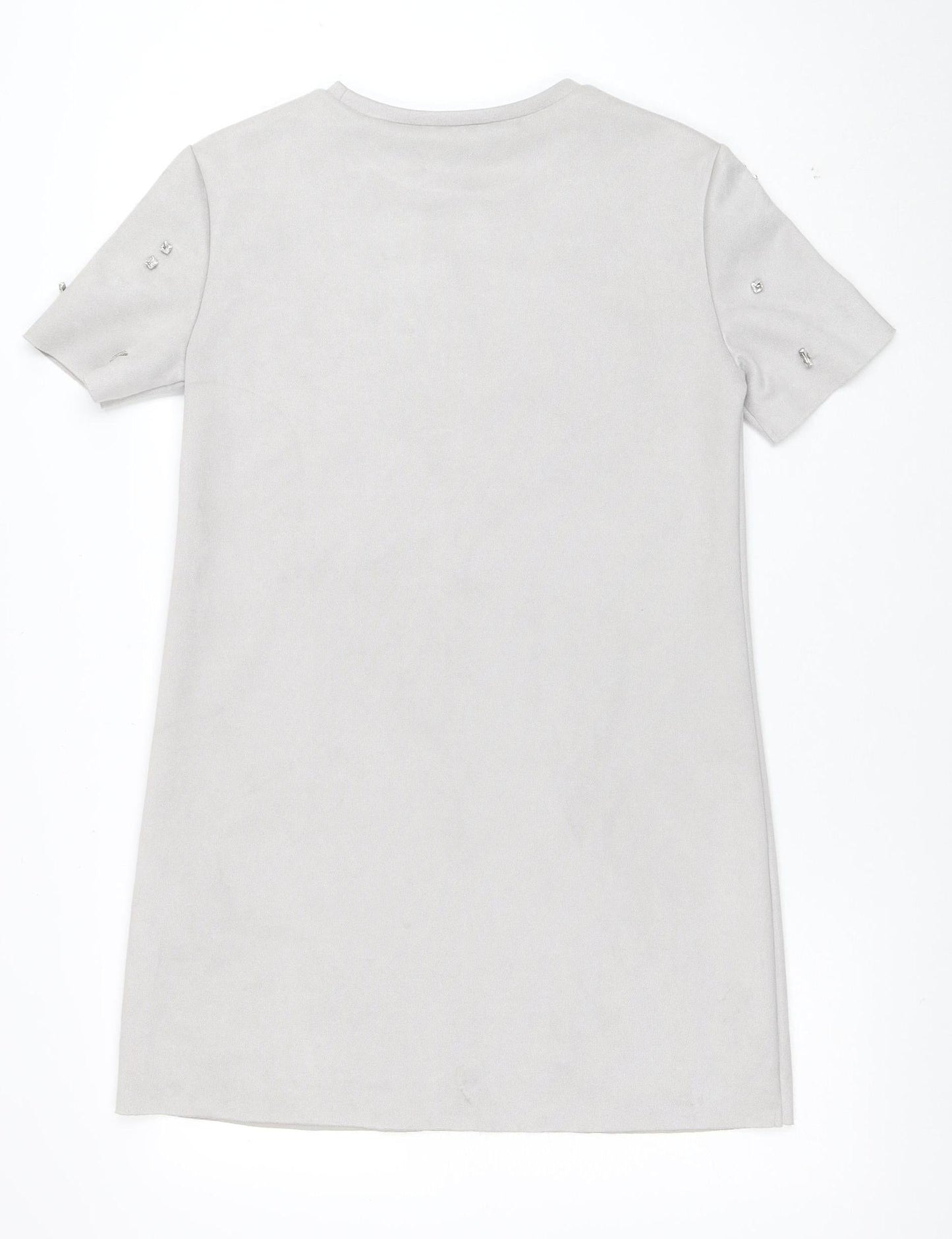 ZARA Women Grey Short Sleeve Beaded Shift Dress Size S