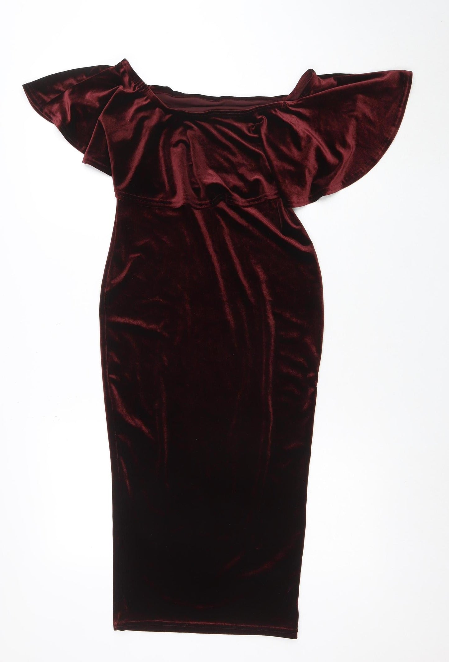 New Look Women's Brown Velvet Off Shoulder Bodycon Dress Size 8