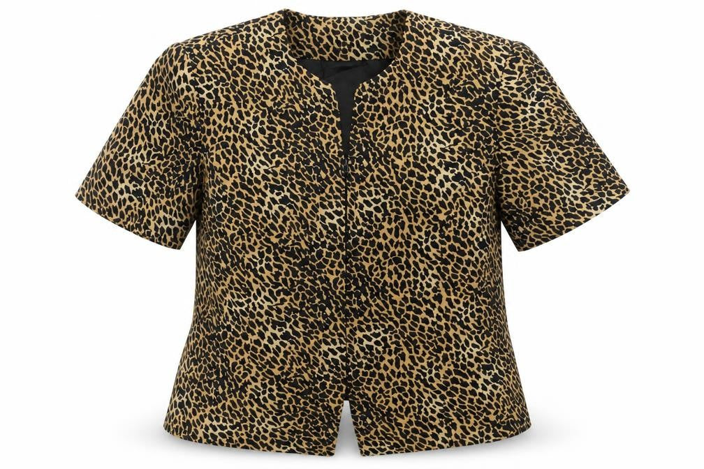 Silks by Joan Leslie Women's Brown Leopard Print Silk Jacket Size 12
