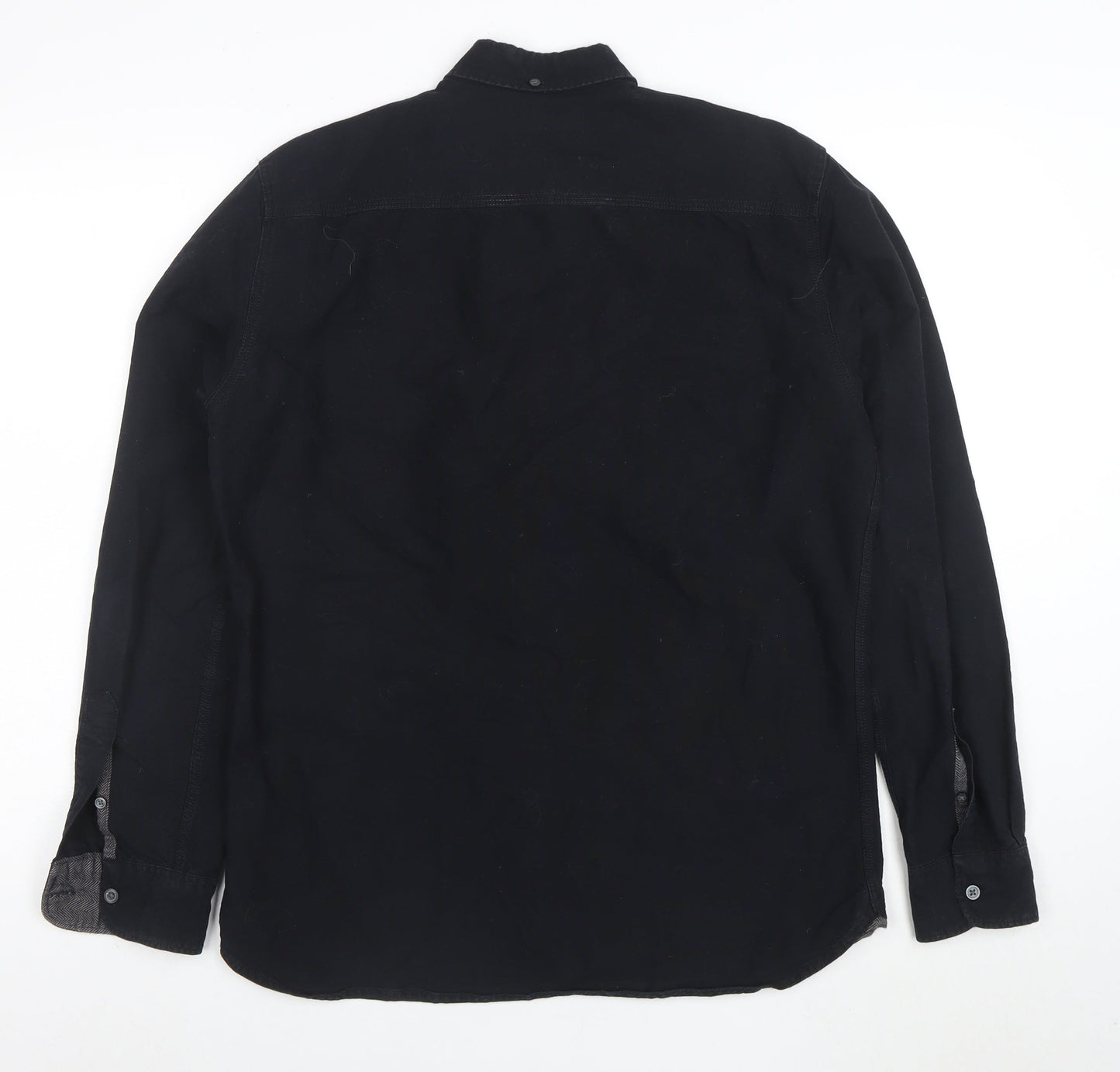 Next Men's Black Long Sleeve Button-Down Cotton Casual Shirt M