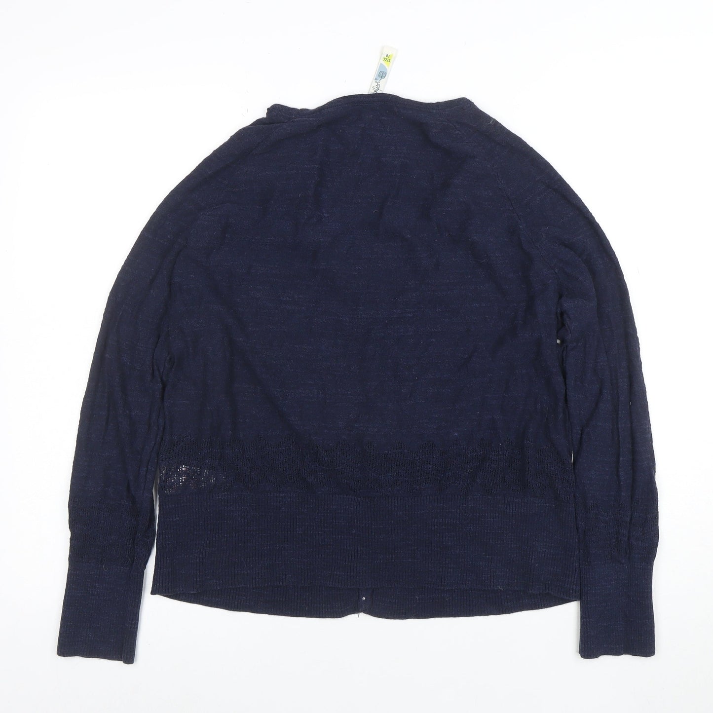 Weird Fish Women's Blue Cotton V-Neck Button Cardigan Size 18