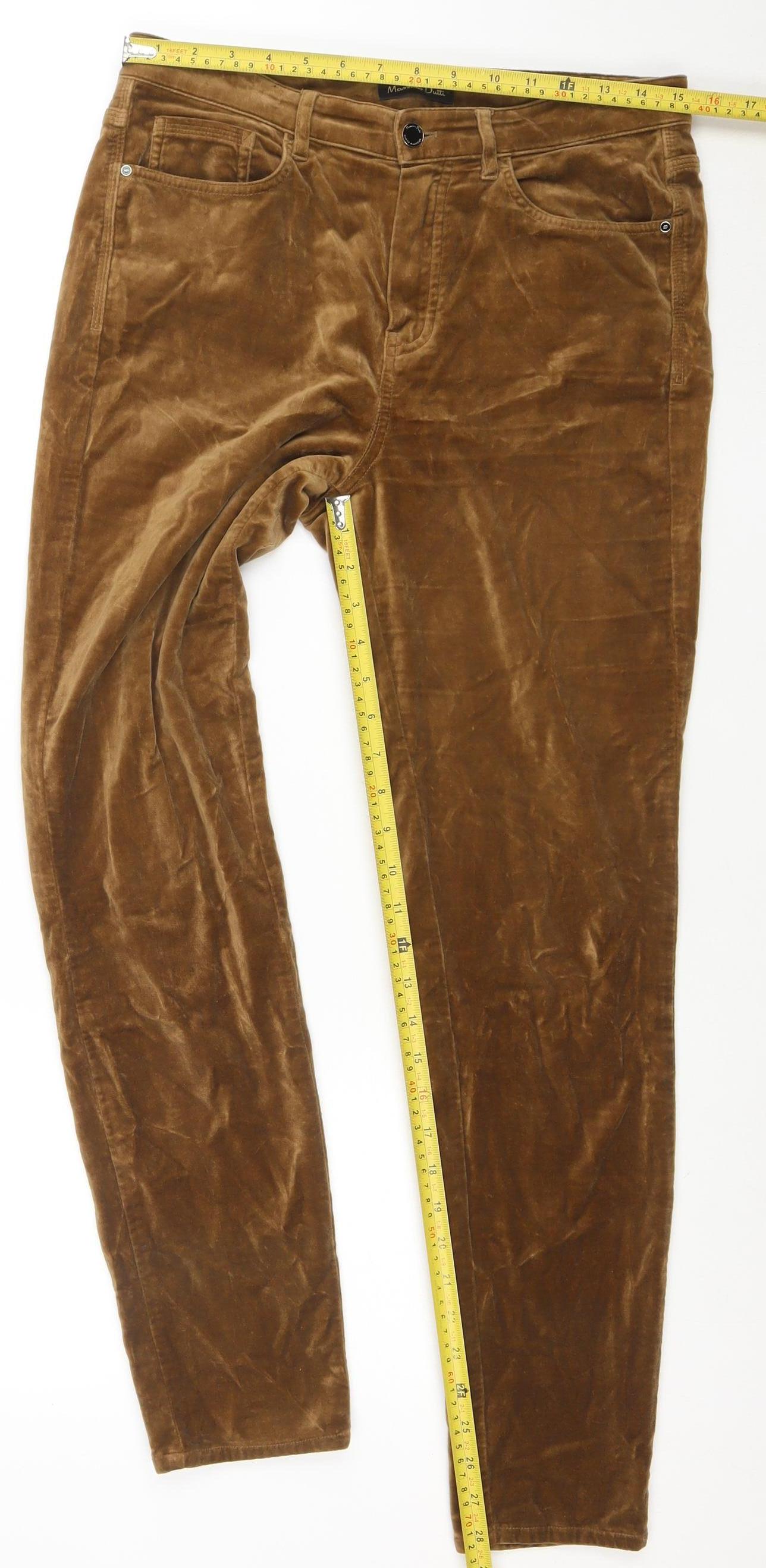 Massimo Dutti Women's Brown Velvet Slim Trousers Size 8