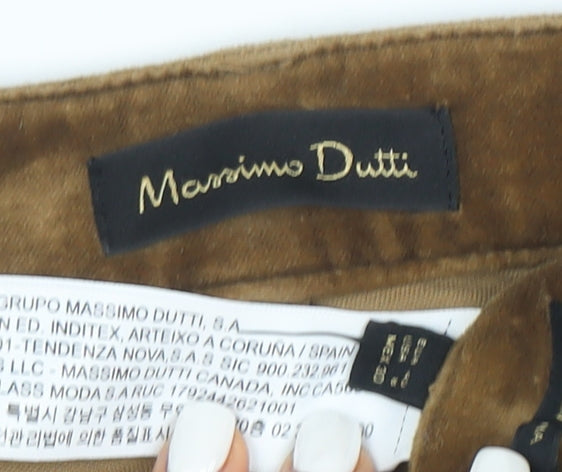 Massimo Dutti Women's Brown Velvet Slim Trousers Size 8