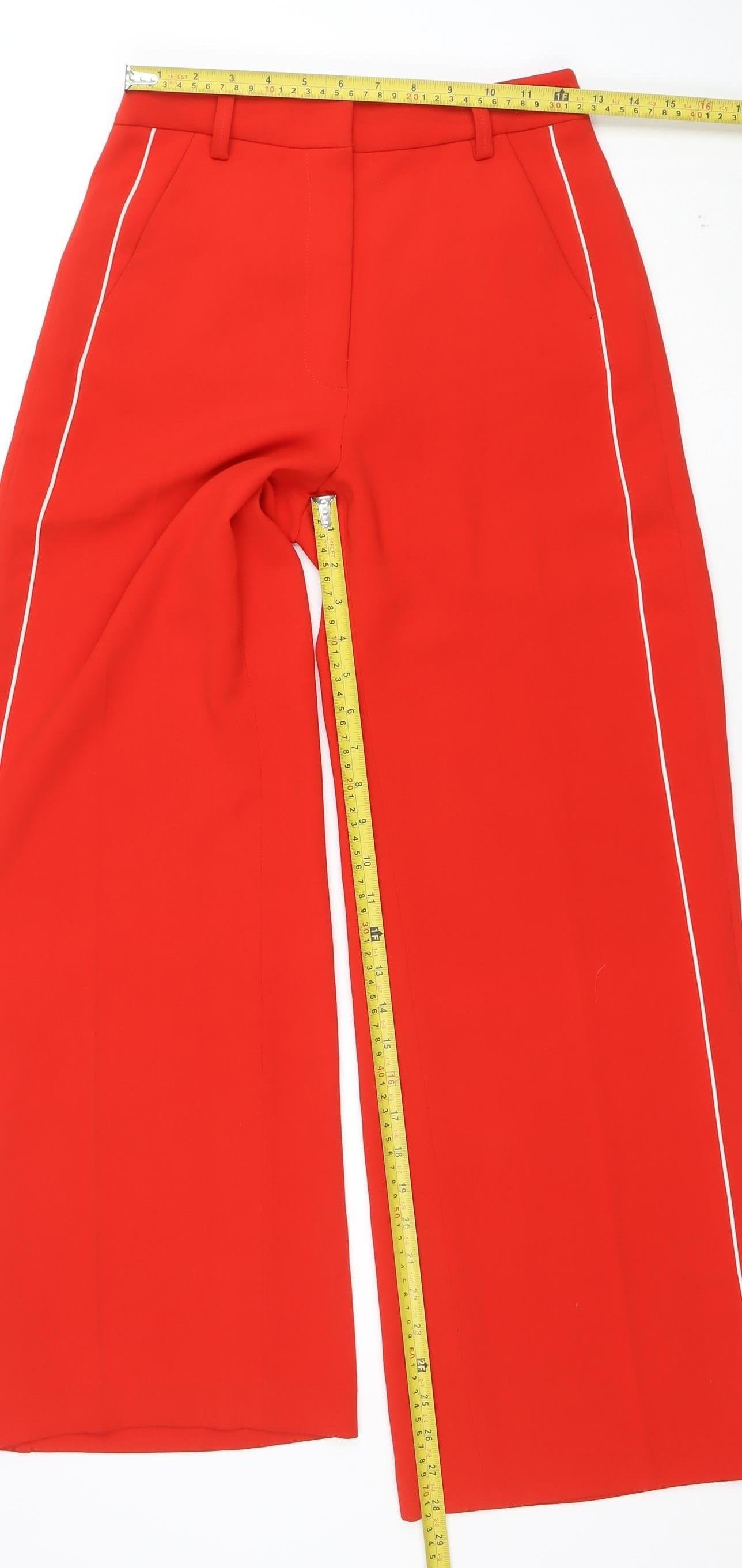 GORGOR Womens Red Wide-Leg Cropped Trousers Size 10