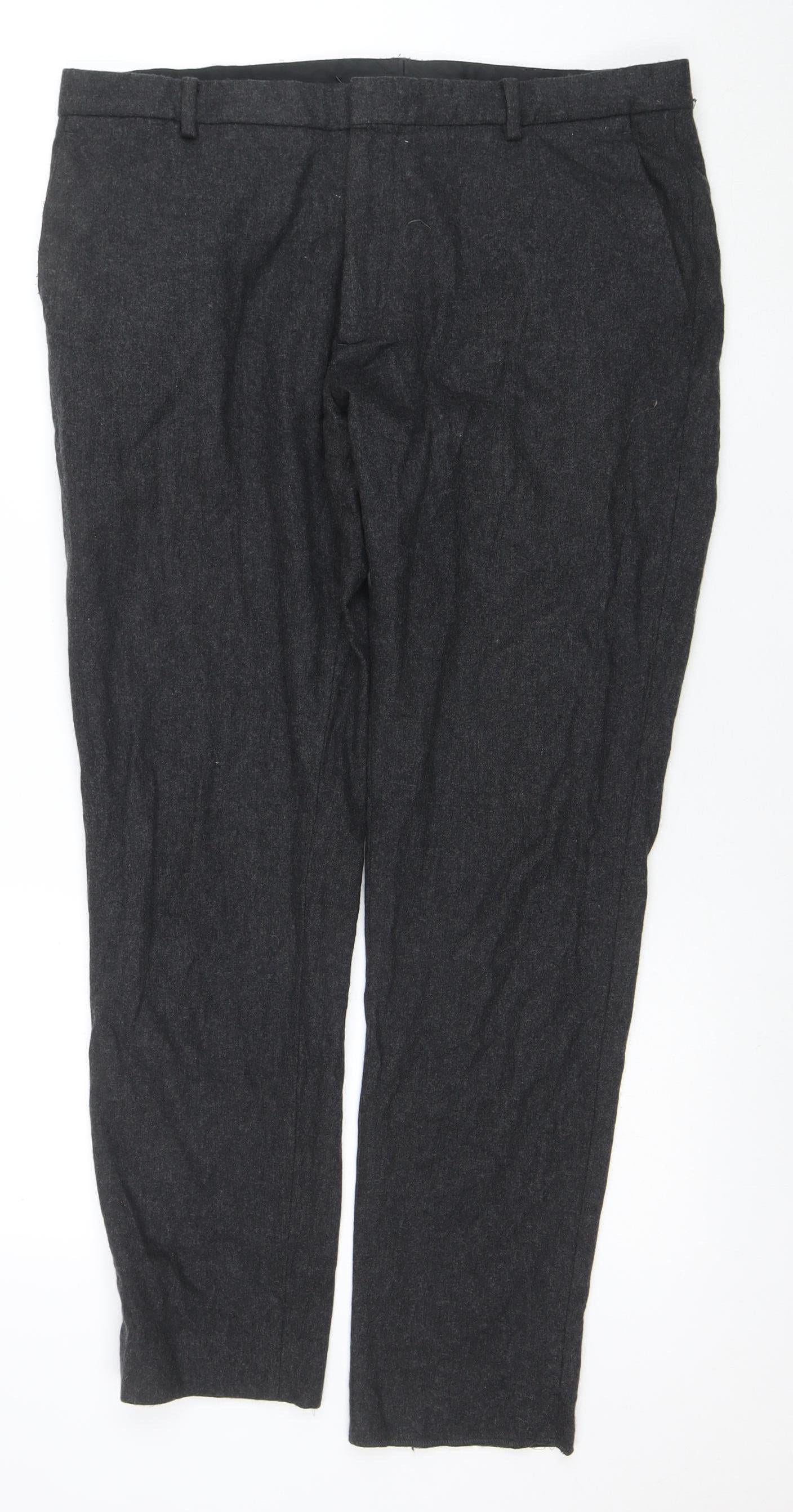 COS Women Grey Wool Blend Trousers Size 16 Workwear Formal