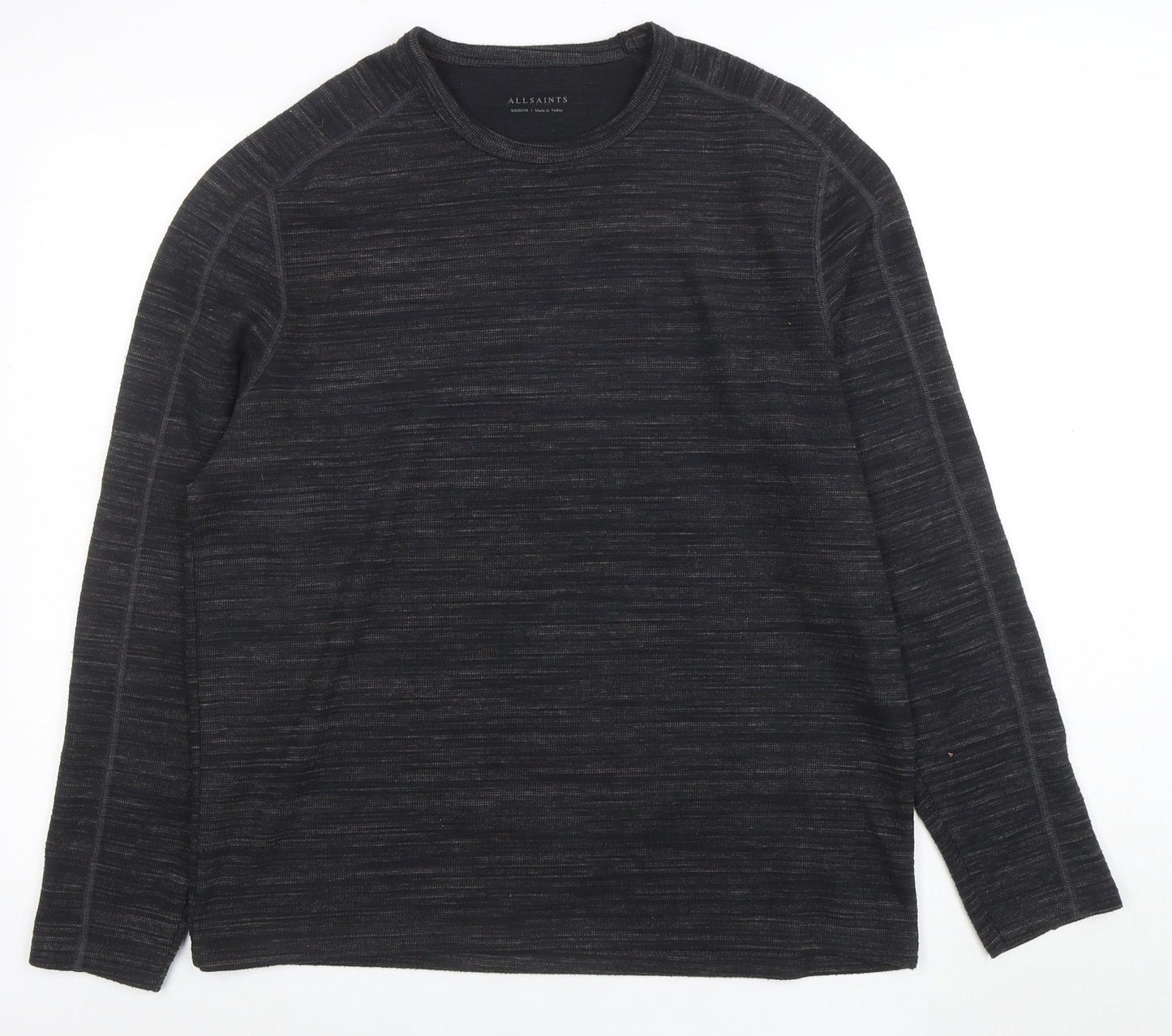 AllSaints Men's Black Medium Crew Neck Long Sleeve Sweatshirt