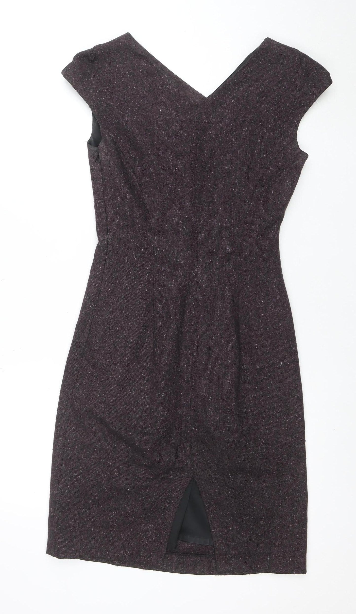 L.K. Bennett Women's Brown Wool Blend Ruched Sheath Dress Size 6
