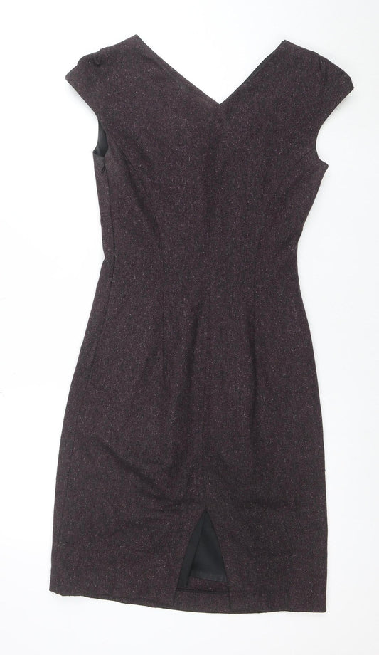 L.K. Bennett Women's Brown Wool Blend Ruched Sheath Dress Size 6