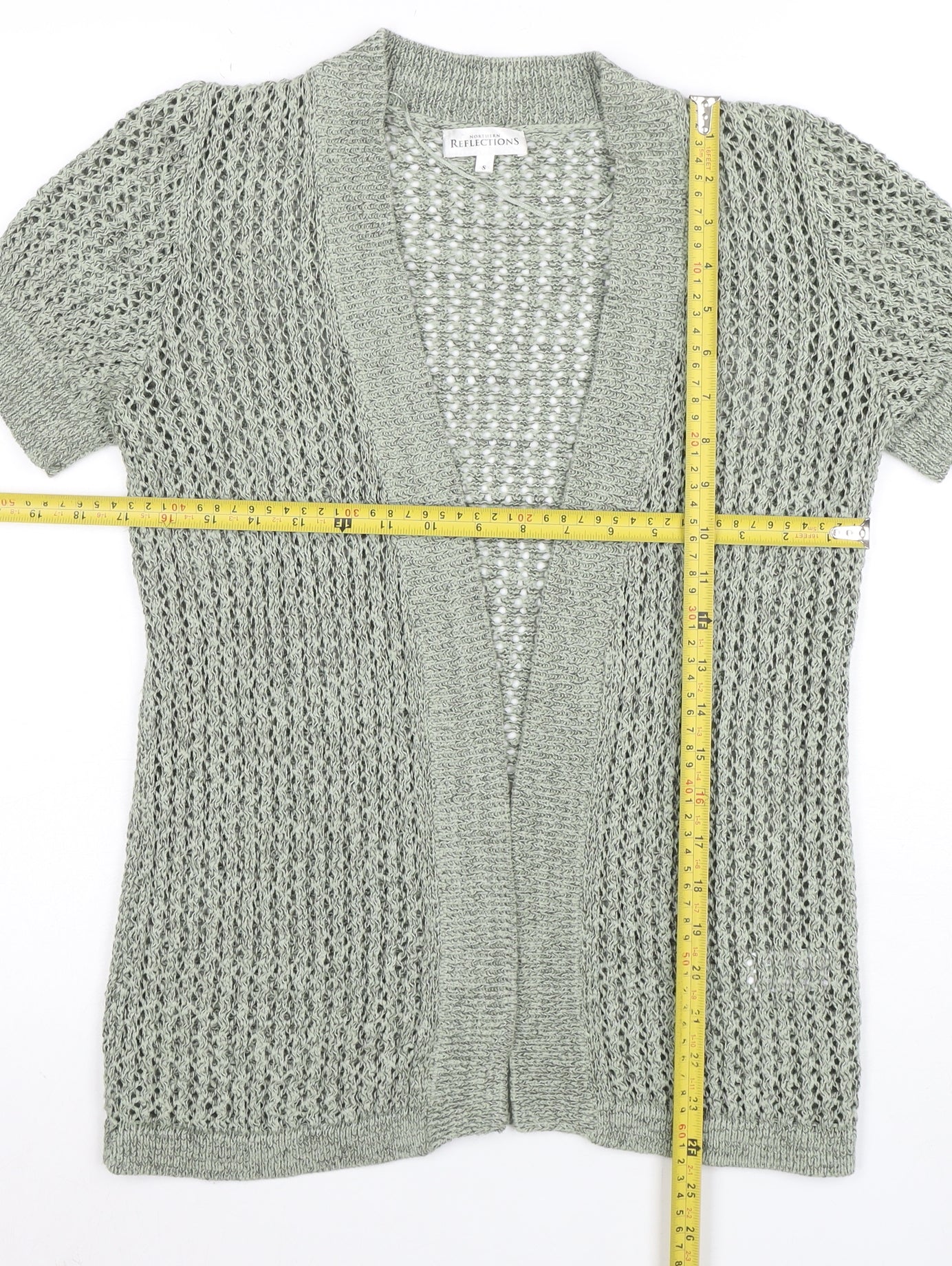 Northern Reflections Women’s Grey Open-Knit Short Sleeve Cardigan S