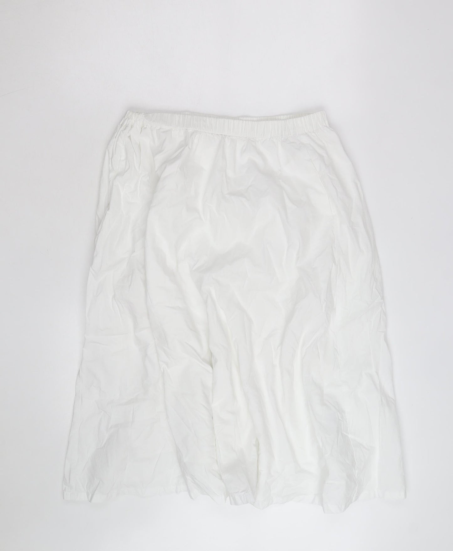 Marks and Spencer Women's White Size 14 A-Line Knee Length Cotton Skirt