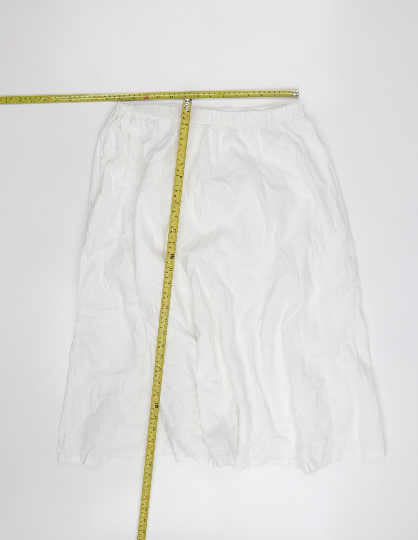 Marks and Spencer Women's White Size 14 A-Line Knee Length Cotton Skirt