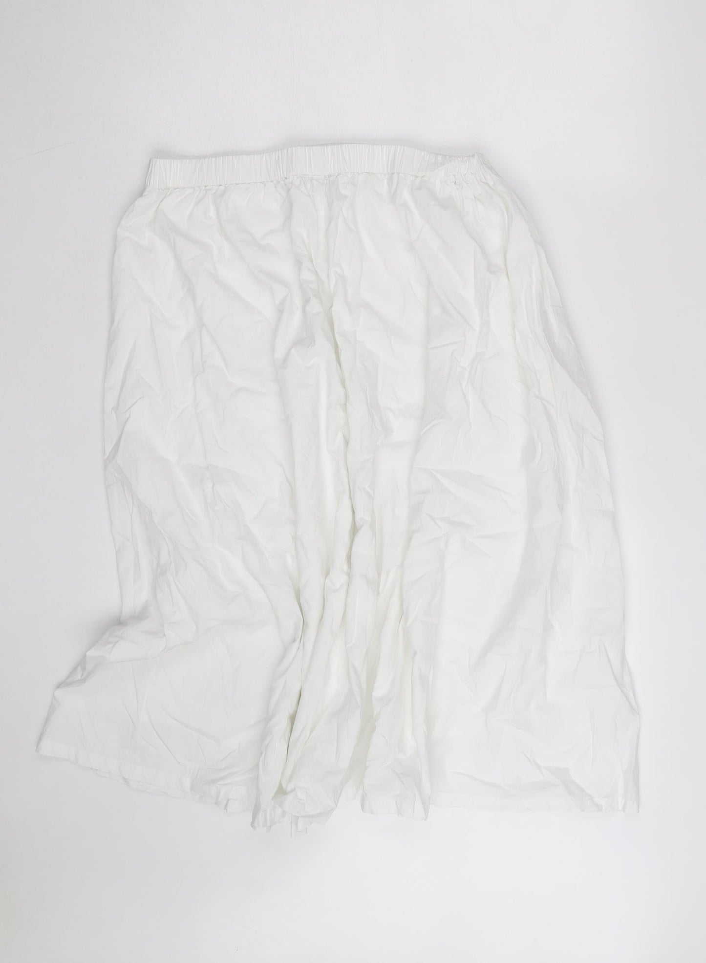 Marks and Spencer Women's White Size 14 A-Line Knee Length Cotton Skirt