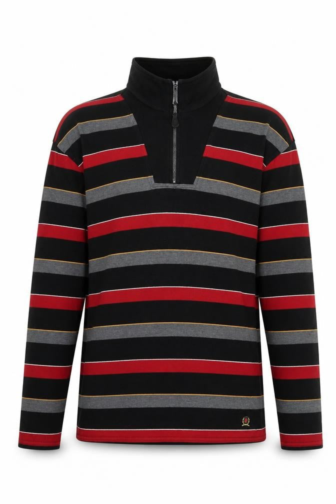 Tommy Hilfiger Men’s Multicoloured Striped 1/2 Zip Sweatshirt XL