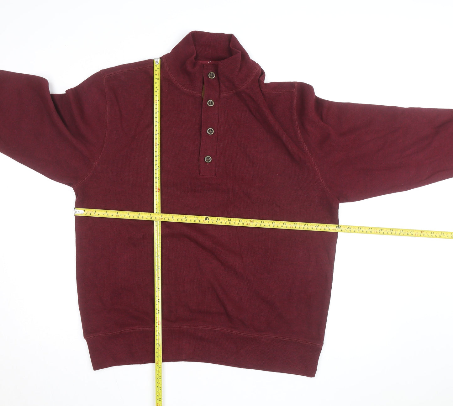 Clearwater Outfitters Men's Red Henley Jumper L Cotton Blend