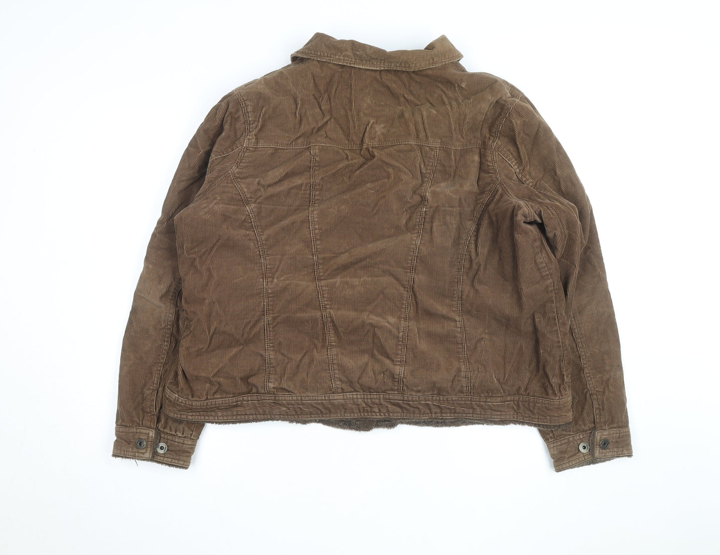 Monsoon Women Brown Corduroy Jacket Size 22 Lined Casual Coat