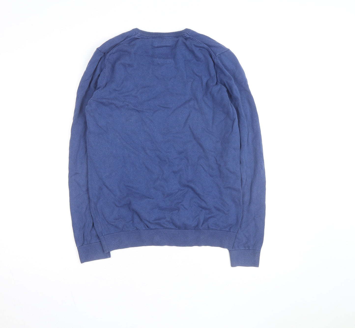 s.Oliver Men's Blue V-Neck Cotton Jumper Size M Classic Knitwear