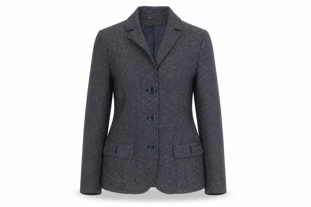 Anne Klein Women Grey Tweed Single-Breasted Blazer Size 10