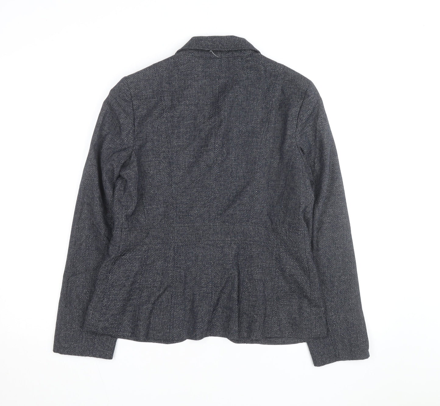 Anne Klein Women Grey Tweed Single-Breasted Blazer Size 10