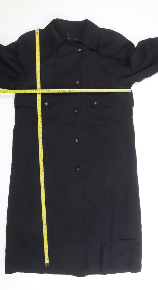 London Fog Women's Black Trench Coat Size 6 Regular Long Lined Classic Style