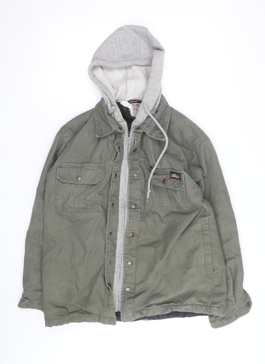 Dickies Men Green Hooded Workwear Canvas Jacket Size M