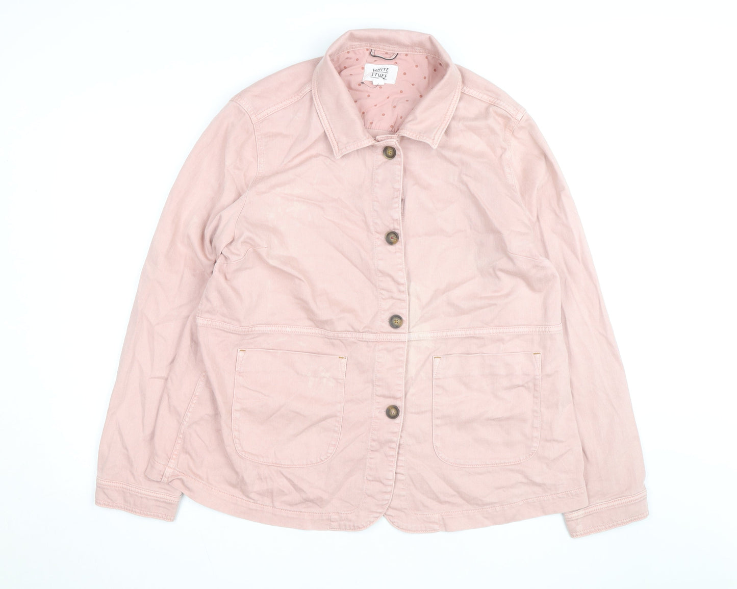 White Stuff Women's Pink Cotton Button Jacket Size 20