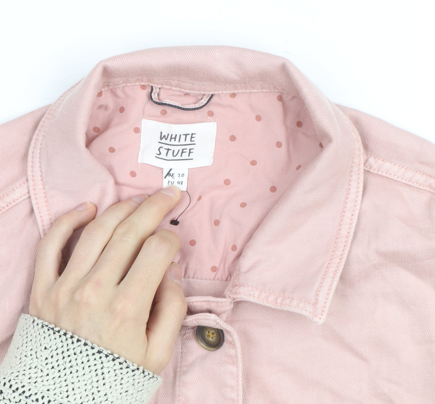 White Stuff Women's Pink Cotton Button Jacket Size 20
