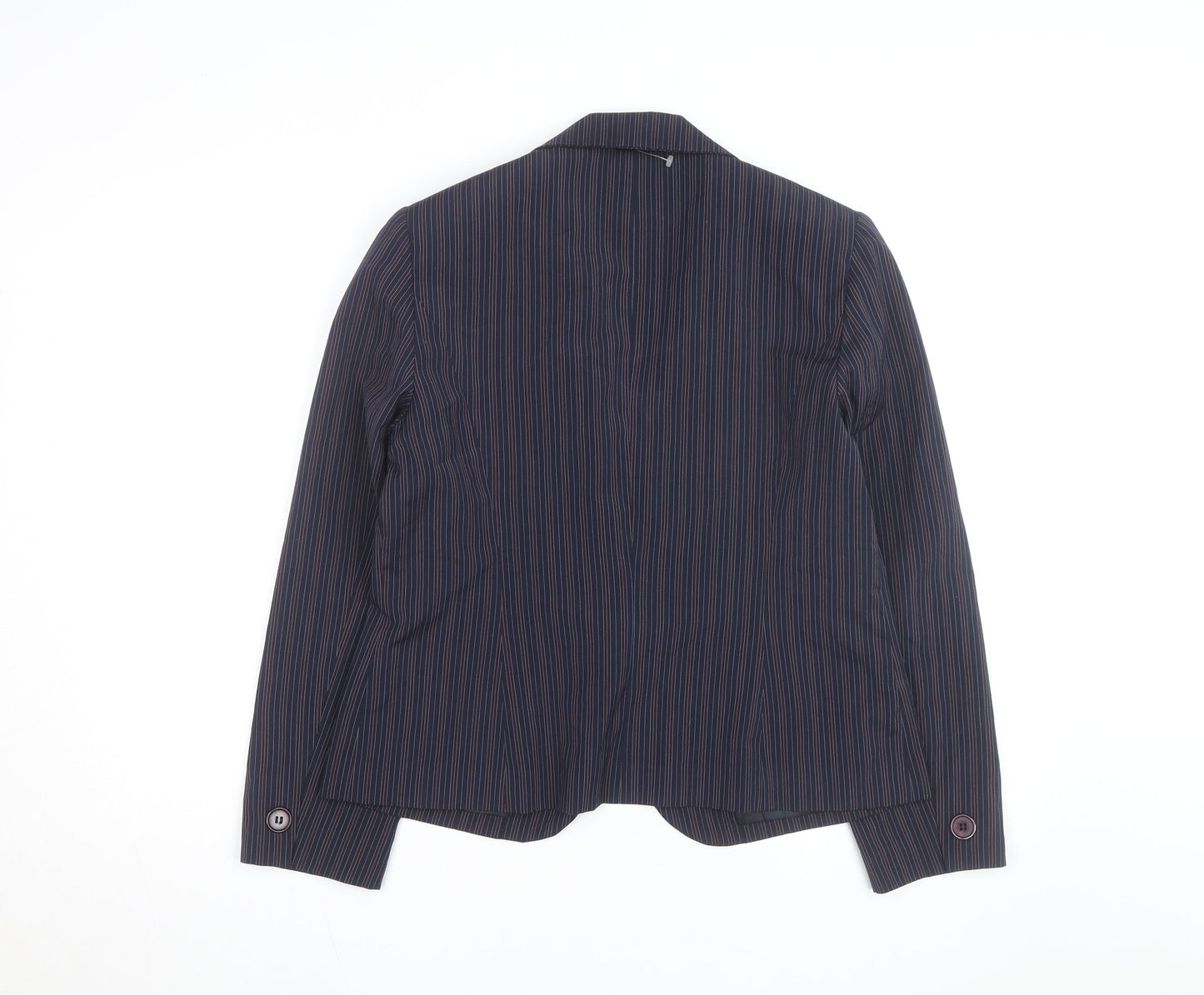 Rena Rowan Women Blue Pinstripe Blazer Size 12 Regular Fit