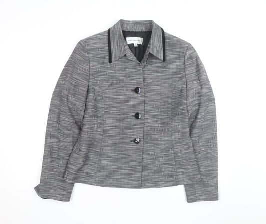 Jones New York Women’s Grey Woven Single-Breasted Suit Jacket Size M