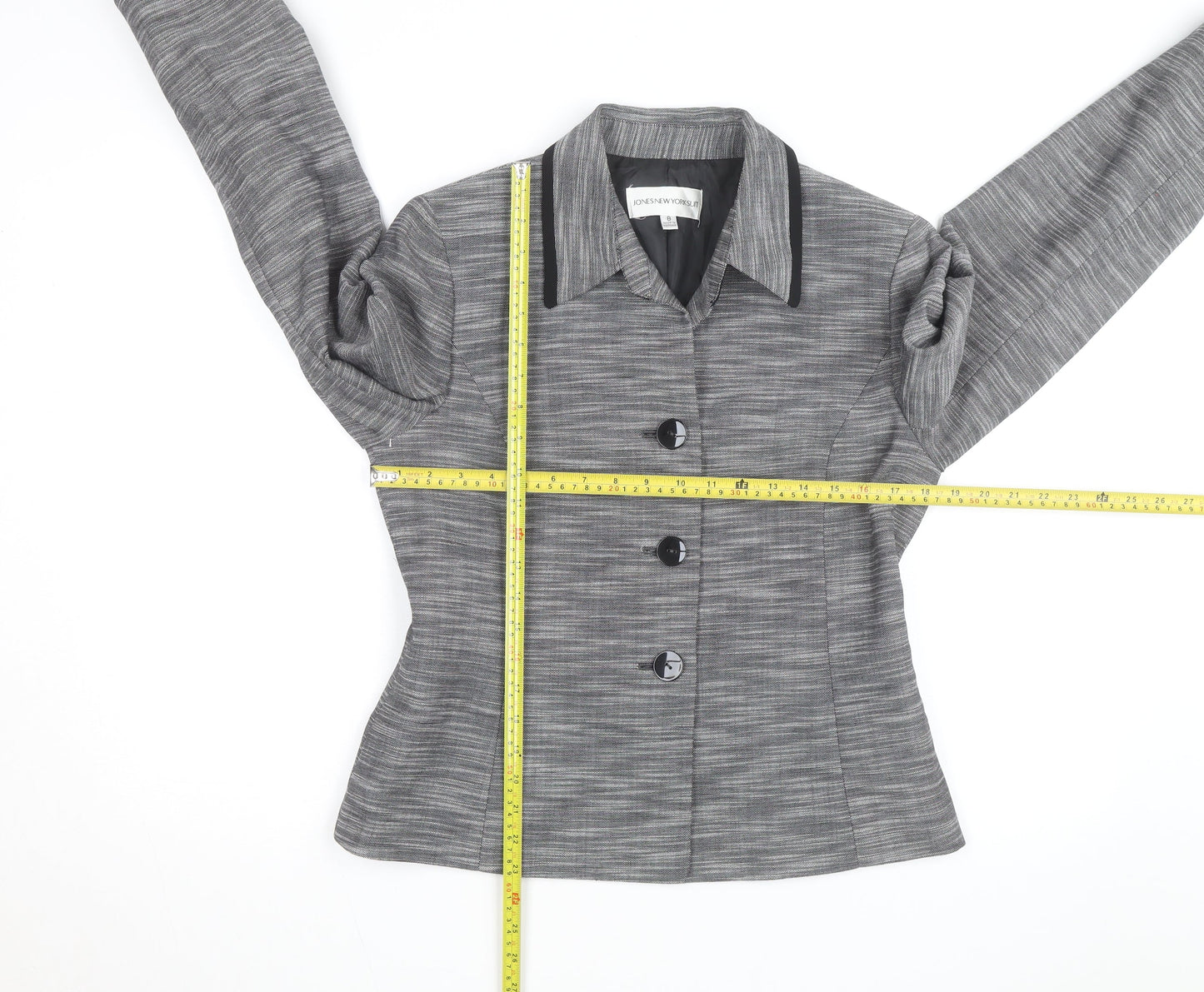 Jones New York Women’s Grey Woven Single-Breasted Suit Jacket Size M