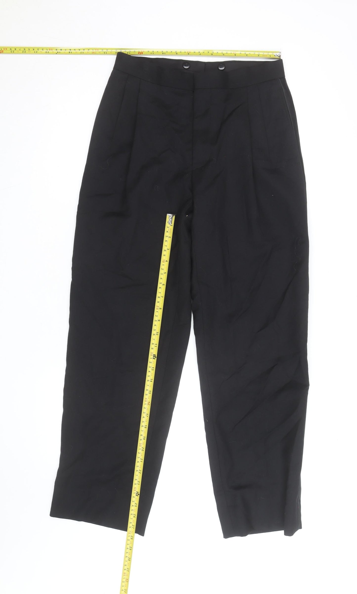 Versini Men's Black 31in Formal Pleated Wool Dress Pants