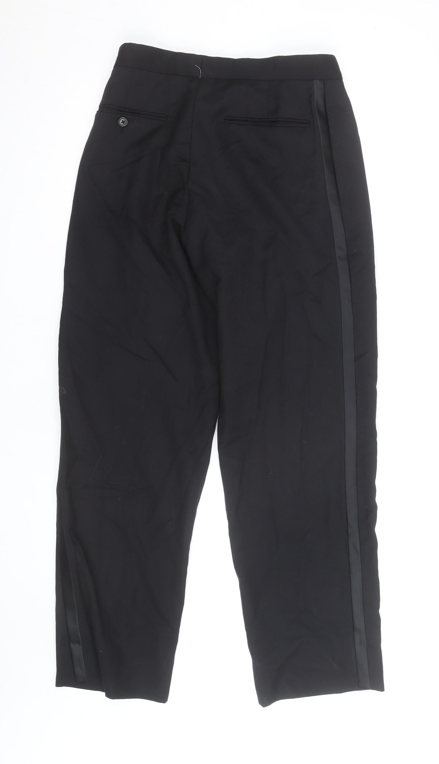 Versini Men's Black 31in Formal Pleated Wool Dress Pants