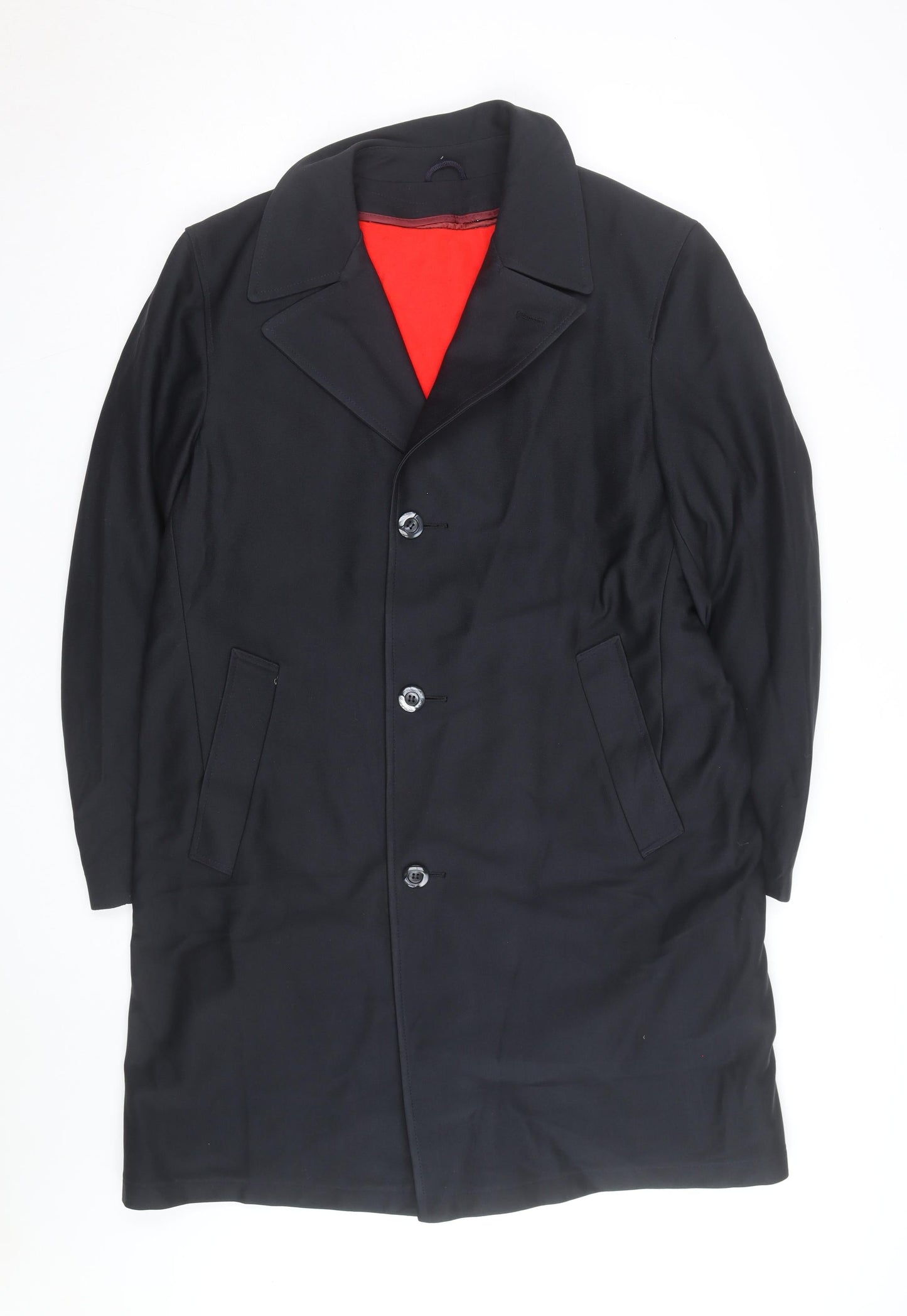 Sears Men’s Black Wool Blend Long Overcoat Size 40 Regular Vintage