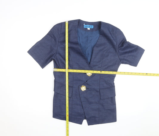 Idée Mode Women’s Blue V-Neck Short Sleeve Classic Blouse Size 8