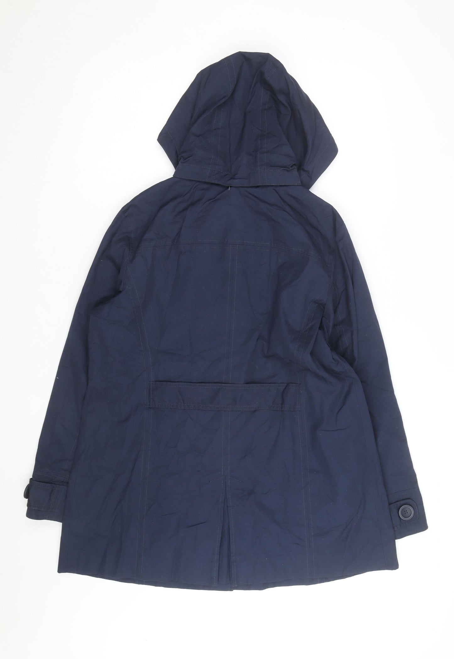 L.L. Bean Men's Blue Hooded Rain Coat Size L Cotton Nylon Waterproof