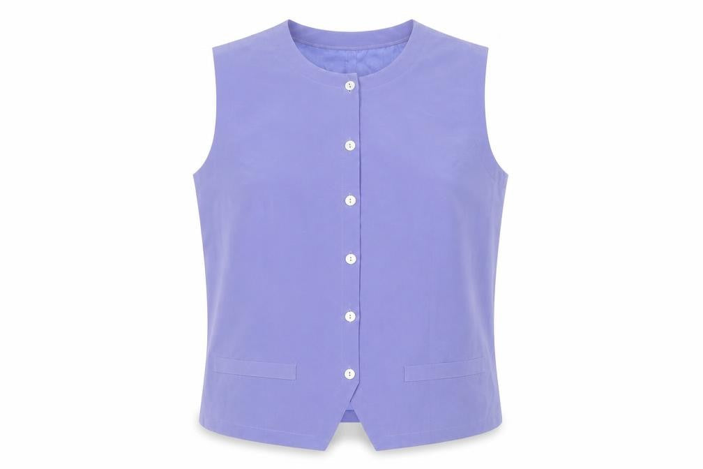 Stephanie Andrews Women's Purple Silk Sleeveless Button Blouse Size S