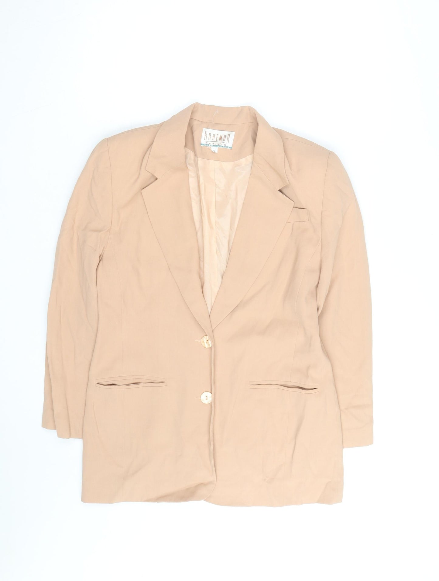 Braemar Petites Beige Classic Blazer Womens Size 6 Tailored Jacket