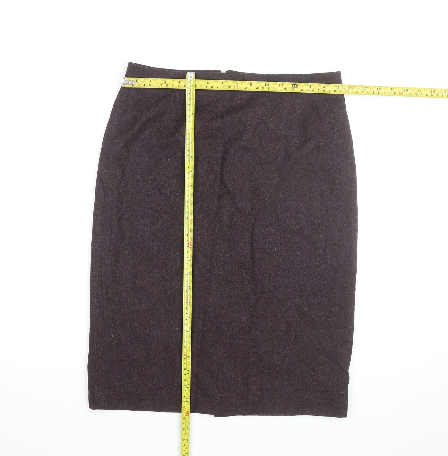 Jigsaw Women Brown Wool Pencil Skirt UK 12 Workwear Knee Length