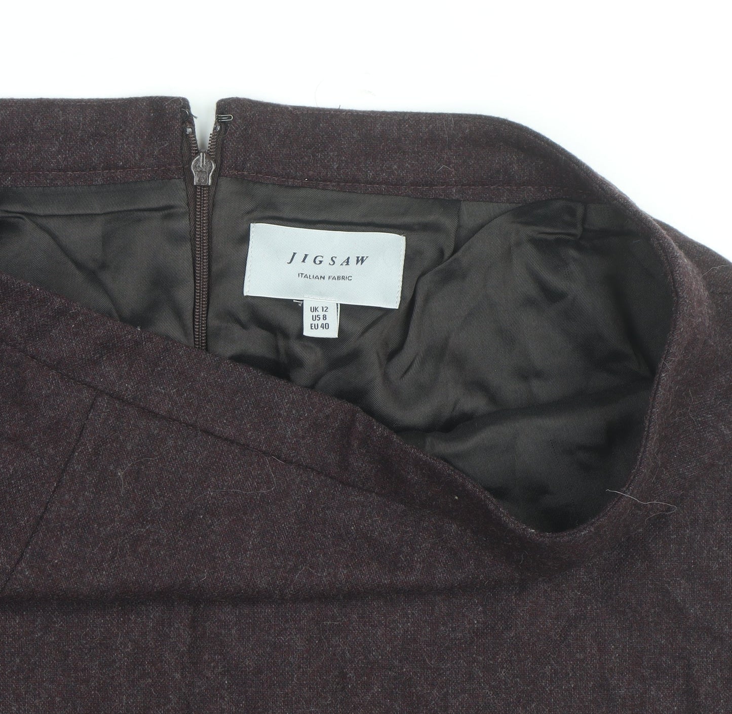 Jigsaw Women Brown Wool Pencil Skirt UK 12 Workwear Knee Length