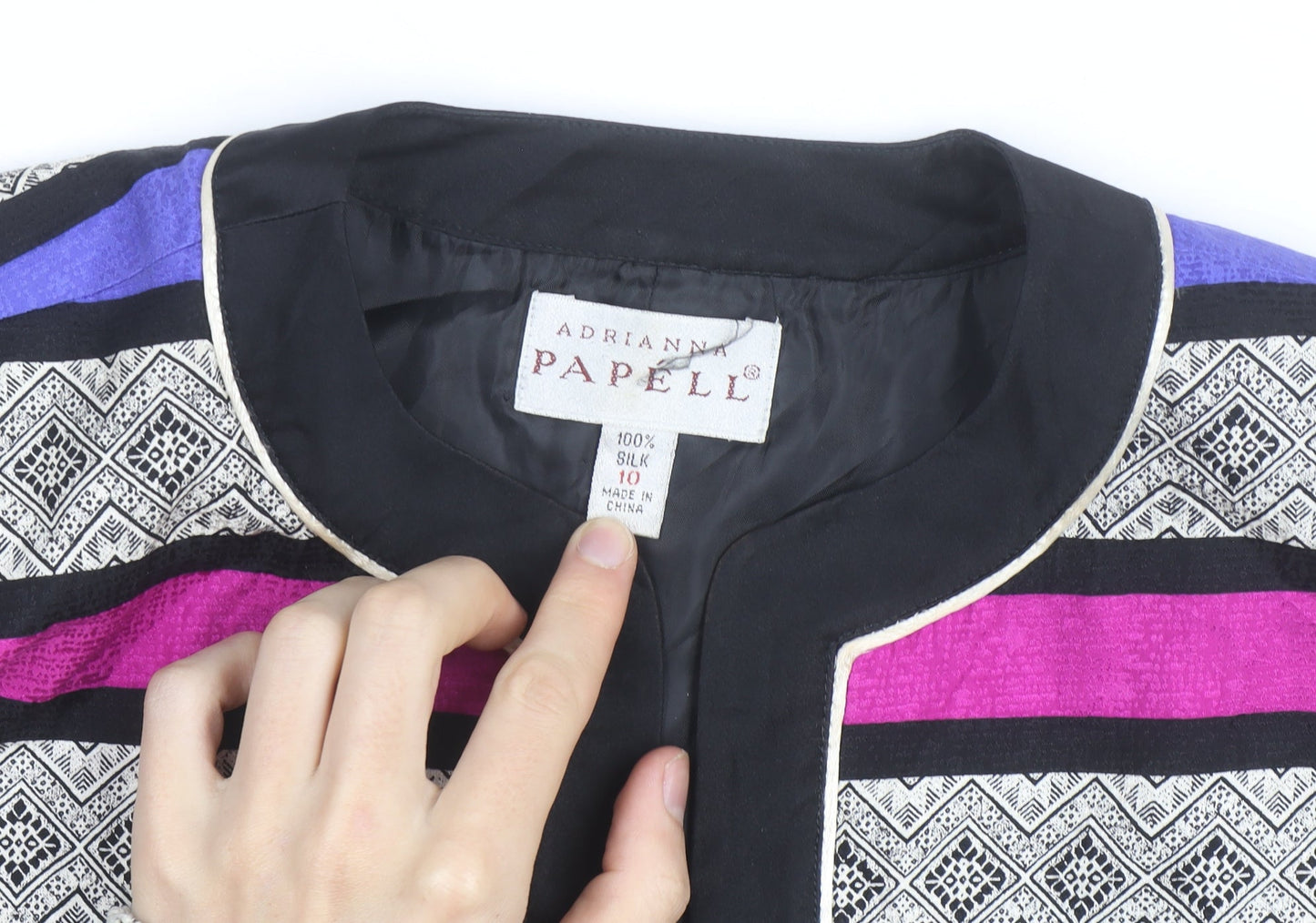 Adrianna Papell Women's Multicoloured Silk Bow Kimono Blouse Size 10