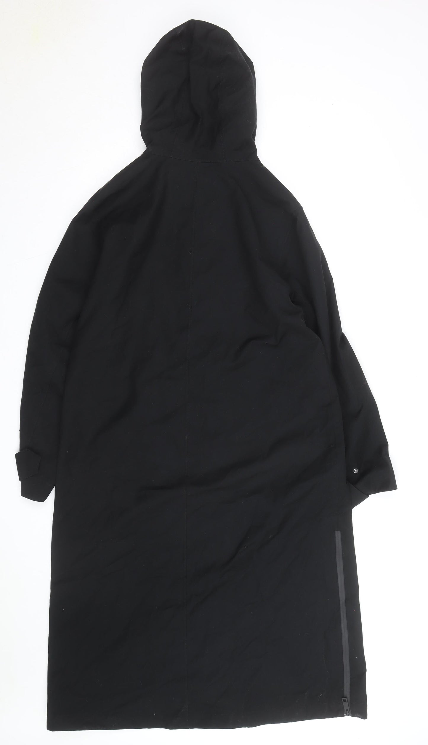 Jaeger Women's Black Waterproof Long Hooded Rain Coat Size 8