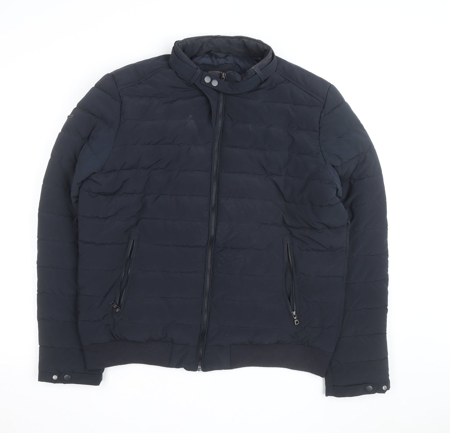Superdry Men's Blue XL Puffer Jacket Stand-Up Collar Winter Coat