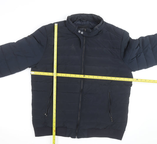 Superdry Men's Blue XL Puffer Jacket Stand-Up Collar Winter Coat