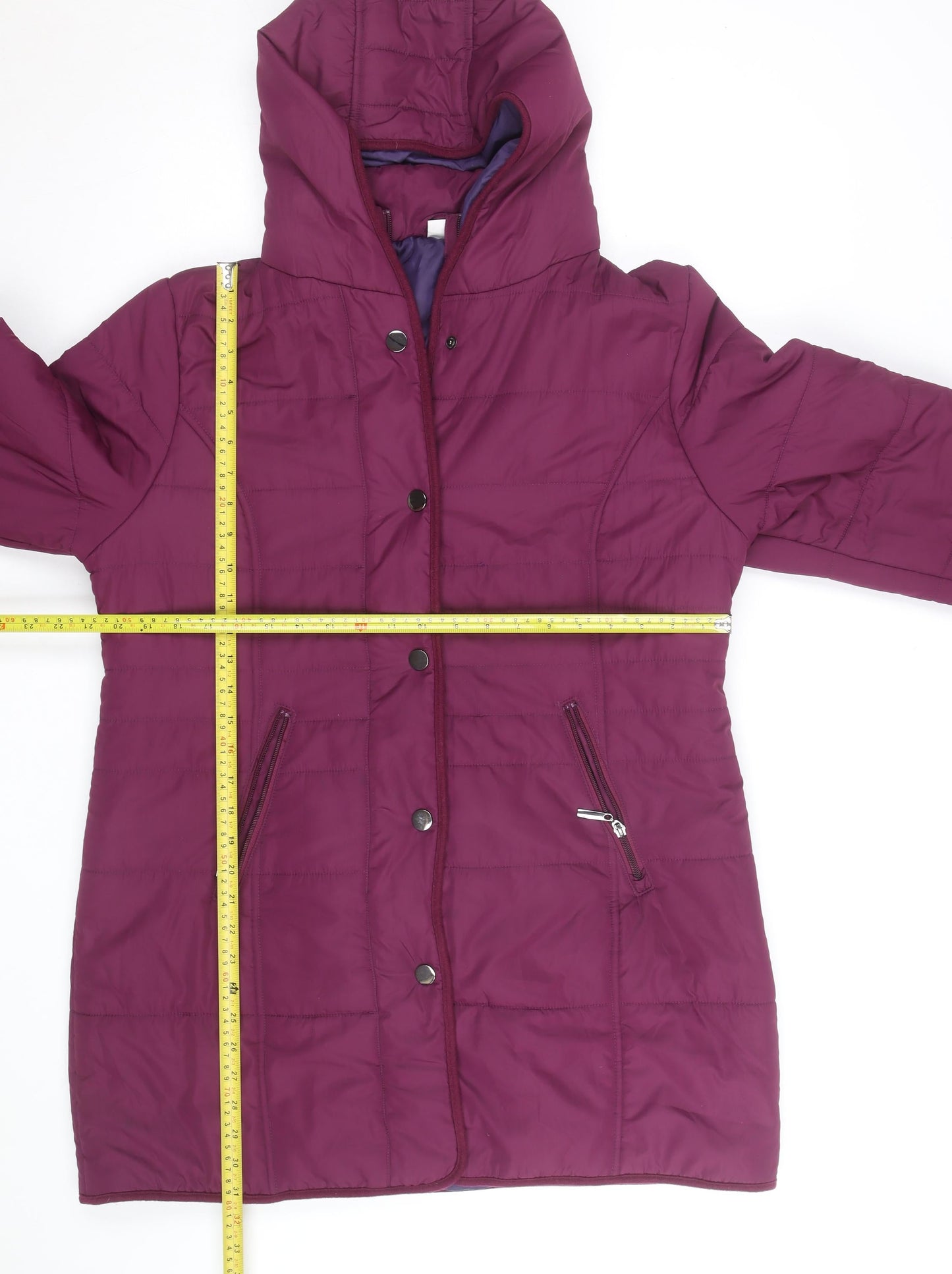 Cream Women’s Purple Hooded Mid-Length Puffer Coat Size 14