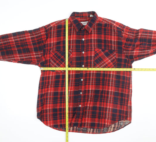 McGregor Men’s Red Plaid Flannel Button-Up Shirt L Vintage